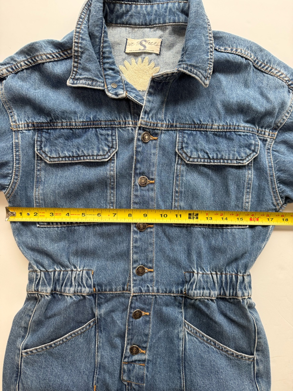 Free People Marci Jumpsuit embroidered “No Bad Days” short sleeve size Small - Picture 7 of 15